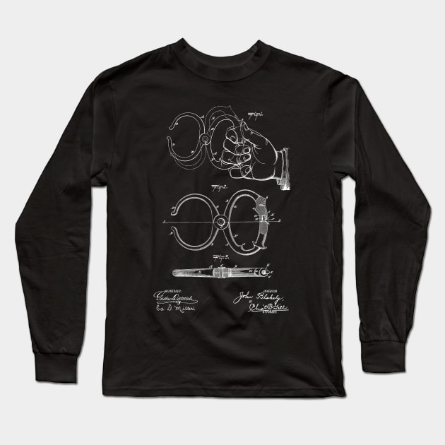 Police Nippers Vintage Patent Hand Drawing Long Sleeve T-Shirt by TheYoungDesigns